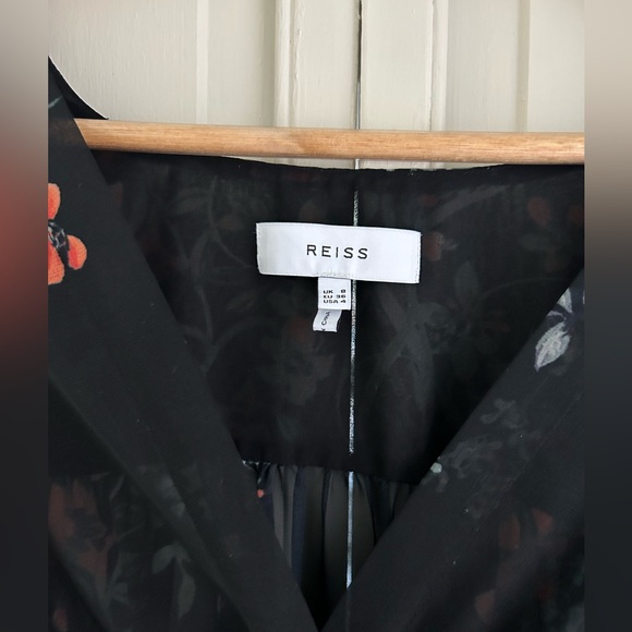 NWOT REISS Sadie Sheer Black Short Sleeves Flowy Floral Printed Mini Dre… - Picture 5 of 9